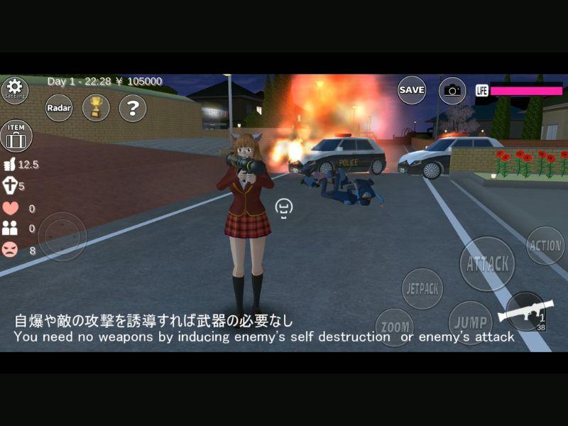 Lối chơi với cách điều khiển đơn giản trong SAKURA School Simulator