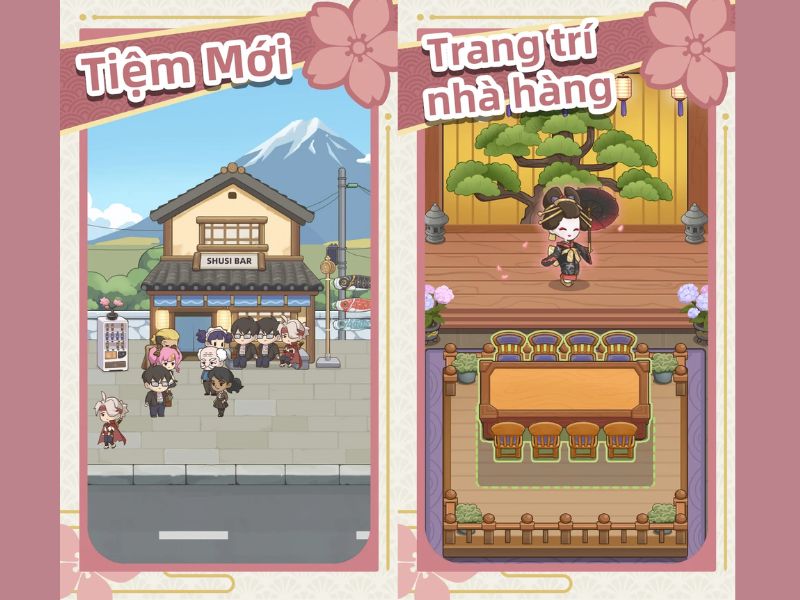 Tân trang và nâng cấp tiệm trong Tiệm Sushi Mơ Ước