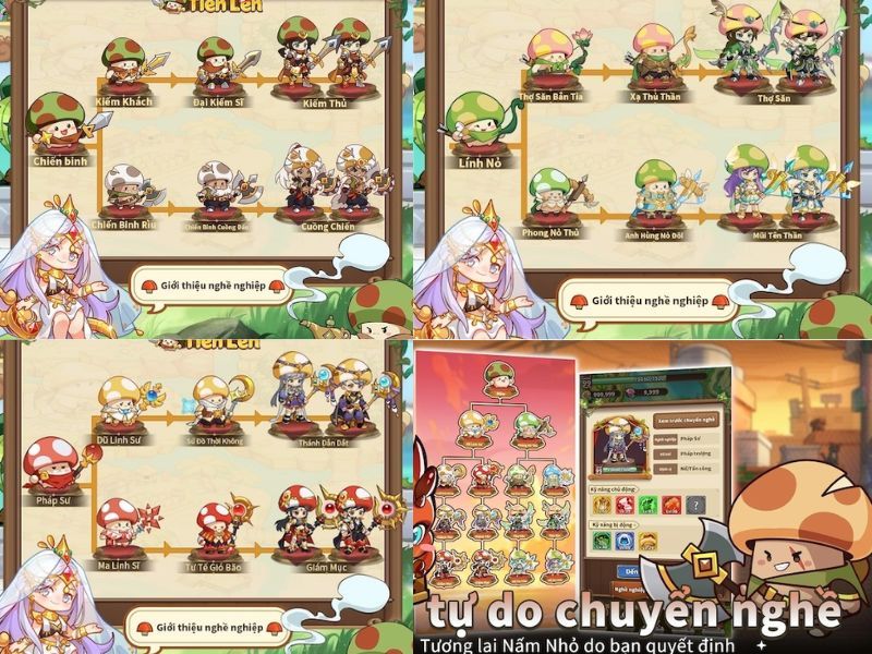 Tự do chuyển đổi nghề nghiệp theo quyết định của bạn trong Nấm Lùn Tiến Lên